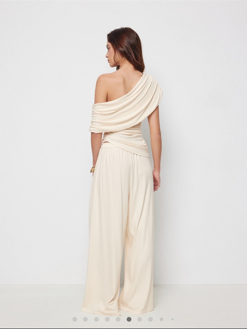 Off-Shoulder Cream Wide-Leg Set - Picture 5 of 7